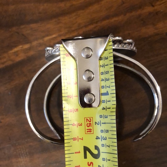 VINTAGE Sterling Silver Turquoise Coral Cuff Bangle Bracelet - Picture 10 of 11